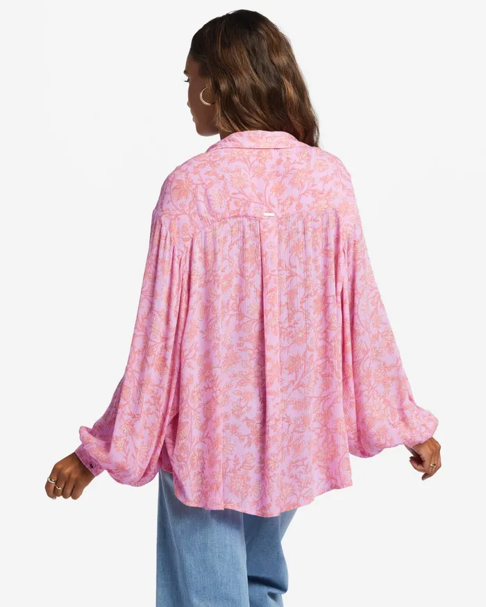 Billabong Day After Day Long Sleeve Shirt Pink Trails Women Tops Billabong Day After Day Long Sleeve Shirt Pink Trails Women Tops