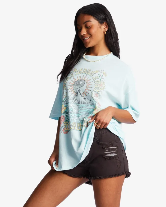Billabong Daydream Away Oversized TShirt Lit Skies Women Graphic Tees and Tanks Billabong Daydream Away Oversized TShirt Lit Skies Women Graphic Tees and Tanks
