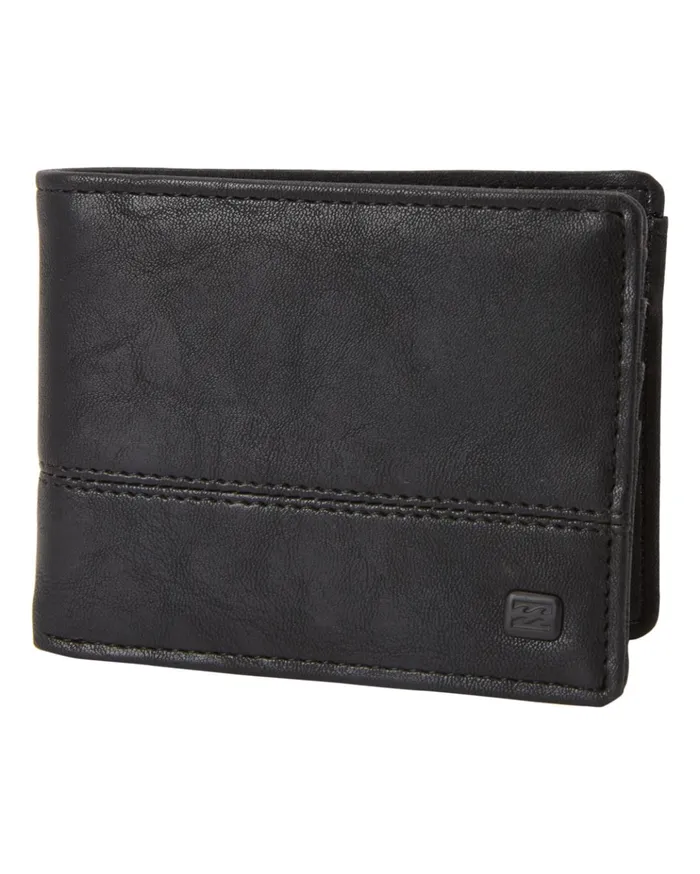 Billabong Dimension Faux Leather BiFold Wallet Black Grain Men Wallets