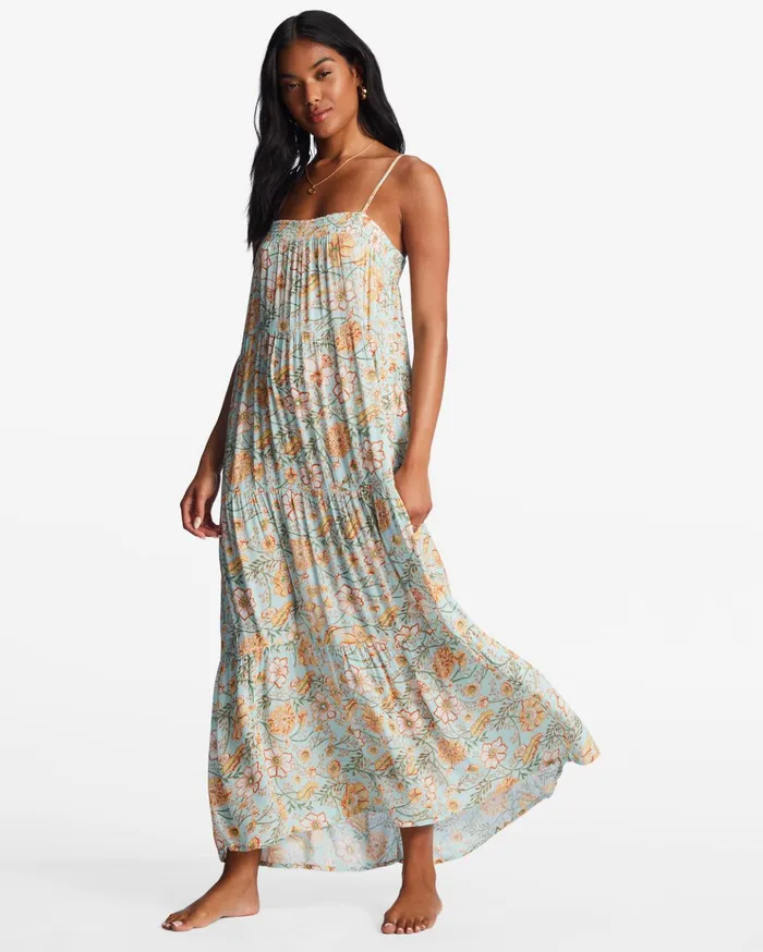Billabong Distant Shores Midi Dress Pure Aqua Women Dresses Billabong Distant Shores Midi Dress Pure Aqua Women Dresses