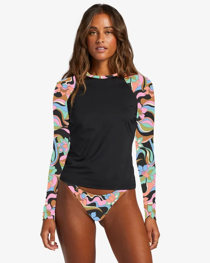 Billabong Dont Trip Long Sleeve UPF 50 Rashguard Black Pebble Women Rashguards and Bodysuits Billabong Dont Trip Long Sleeve UPF 50 Rashguard Black Pebble Women Rashguards and Bodysuits