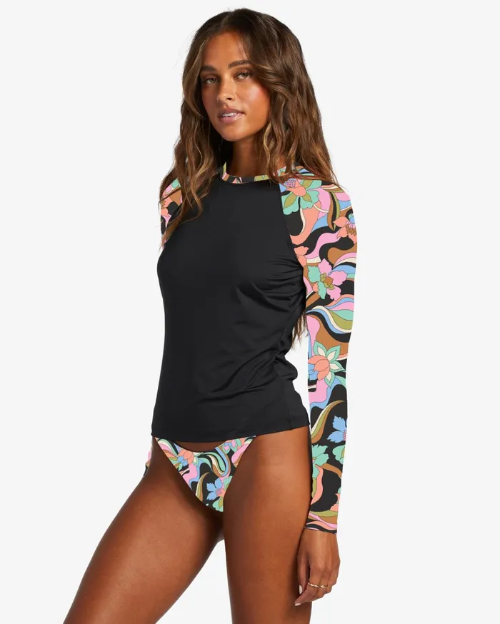 Billabong Dont Trip Long Sleeve UPF 50 Rashguard Black Pebble Women Rashguards and Bodysuits Billabong Dont Trip Long Sleeve UPF 50 Rashguard Black Pebble Women Rashguards and Bodysuits