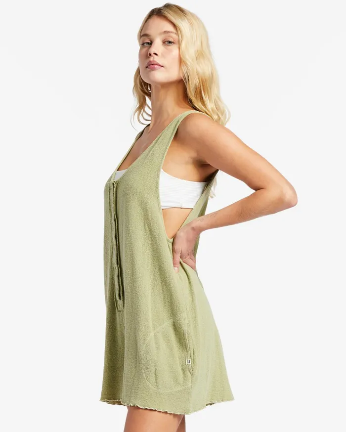 Billabong Fade Away ButtonUp Knit Romper Avocado Women Dresses Billabong Fade Away ButtonUp Knit Romper Avocado Women Dresses