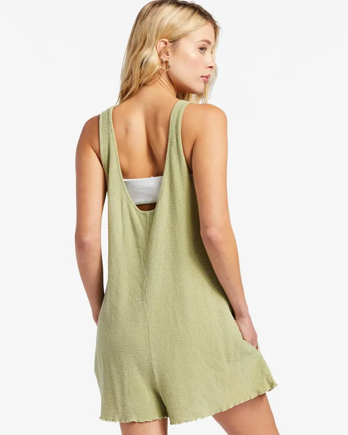 Billabong Fade Away ButtonUp Knit Romper Avocado Women Dresses Billabong Fade Away ButtonUp Knit Romper Avocado Women Dresses