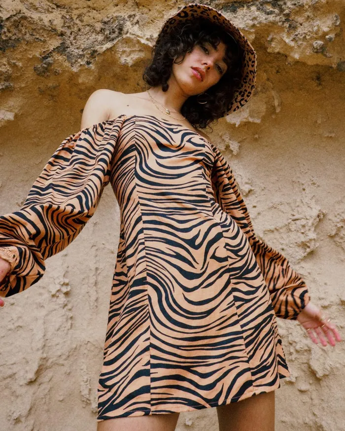 Billabong Feeling Flirty Long Sleeve Mini Dress Desert Clay Women Dresses