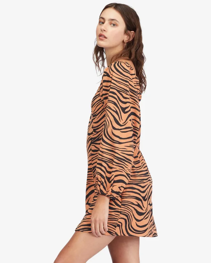 Billabong Feeling Flirty Long Sleeve Mini Dress Desert Clay Women Dresses Billabong Feeling Flirty Long Sleeve Mini Dress Desert Clay Women Dresses