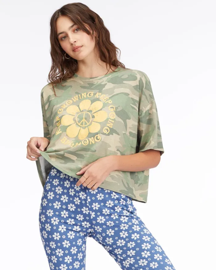 Billabong Feeling Free Graphic TShirt Camo Women Tops