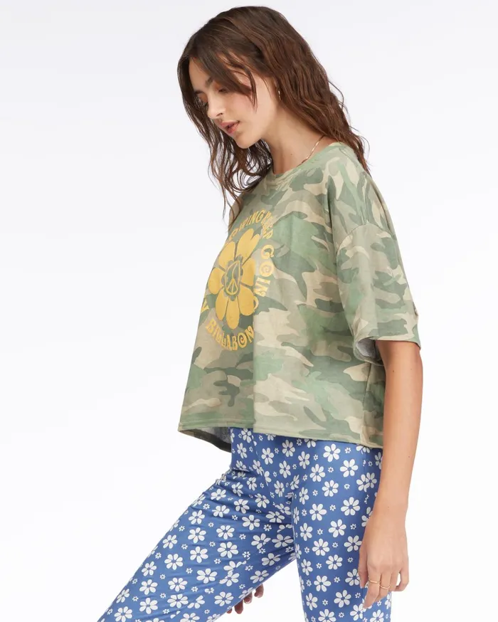 Billabong Feeling Free Graphic TShirt Camo Women Tops Billabong Feeling Free Graphic TShirt Camo Women Tops