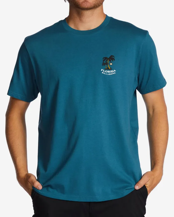 Billabong Florida Dos Palms TShirt Blue Lagoon Men TShirts