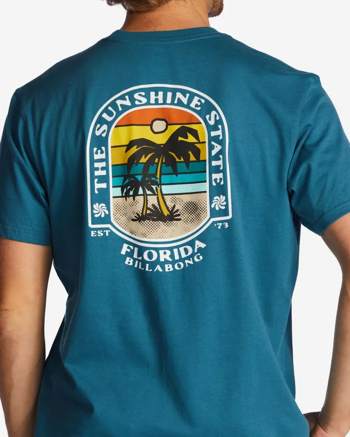 Billabong Florida Dos Palms TShirt Blue Lagoon Men TShirts Billabong Florida Dos Palms TShirt Blue Lagoon Men TShirts