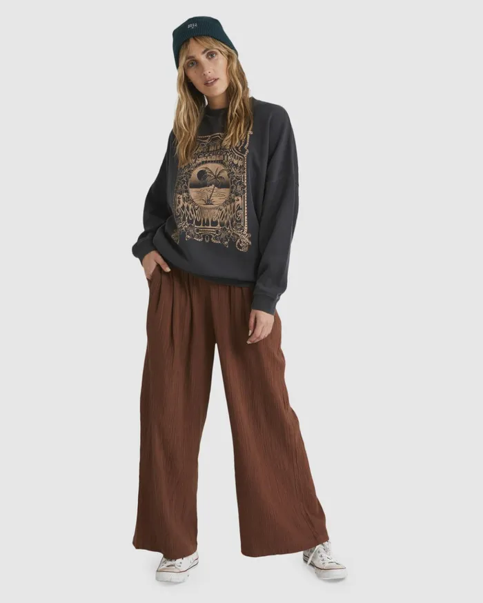 Billabong Follow Me HighRise ElasticWaist Pants Dark Choc Women Pants
