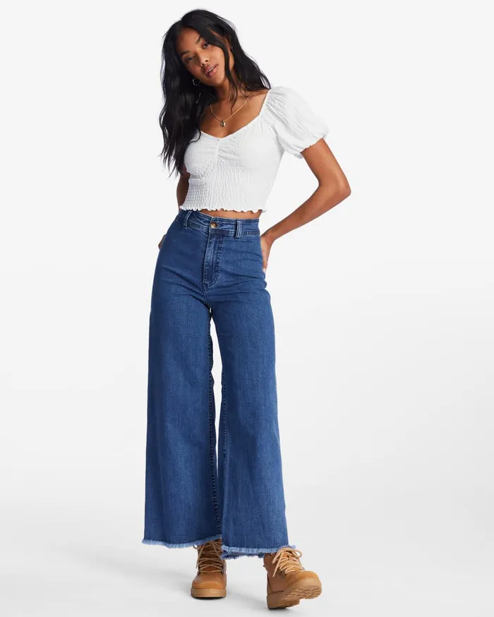 Billabong Free Fall Indigo WideLeg Jeans Dark Haze Women Essentials Billabong Free Fall Indigo WideLeg Jeans Dark Haze Women Essentials