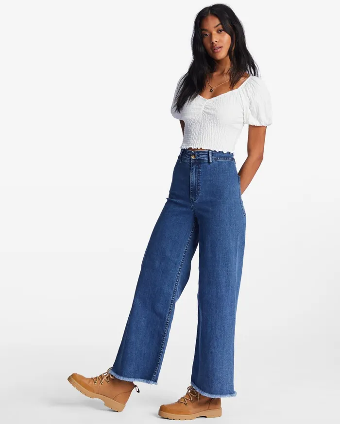 Billabong Free Fall Indigo WideLeg Jeans Dark Haze Women Essentials Billabong Free Fall Indigo WideLeg Jeans Dark Haze Women Essentials