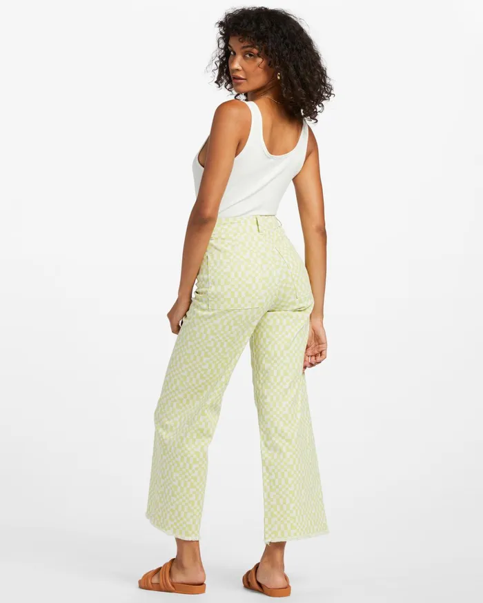 Billabong Free Fall Print Wide Leg Pants Light Lime Women Pants Billabong Free Fall Print Wide Leg Pants Light Lime Women Pants