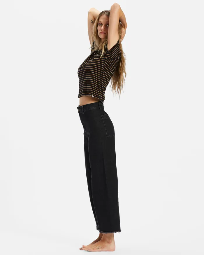 Billabong Free Fall WideLeg Pants Black Women Essentials Billabong Free Fall WideLeg Pants Black Women Essentials