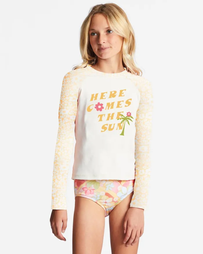 Billabong Girl039s 416 Sunbeams Forever Long Sleeve UPF 50 Rashguard Golden Peach Kids Girls039 Swimwear Billabong Girl039s 416 Sunbeams Forever Long Sleeve UPF 50 Rashguard Golden Peach Kids Girls039 Swimwear