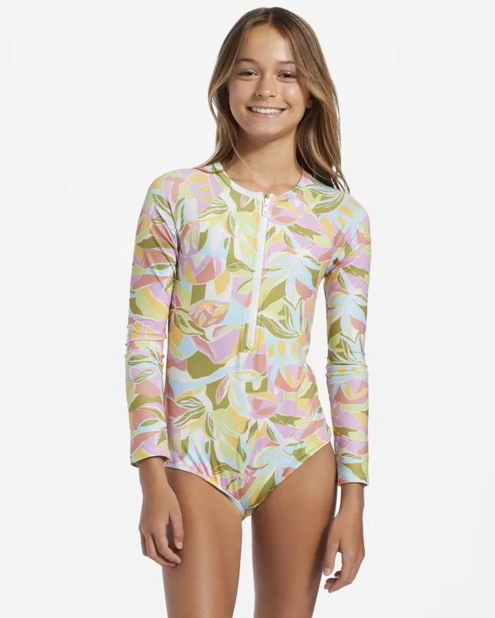 Billabong Girl039s Tropic Crush Long Sleeve UPF 50 OnePiece Swimsuit Multi Kids Girls039 Swimwear Billabong Girl039s Tropic Crush Long Sleeve UPF 50 OnePiece Swimsuit Multi Kids Girls039 Swimwear