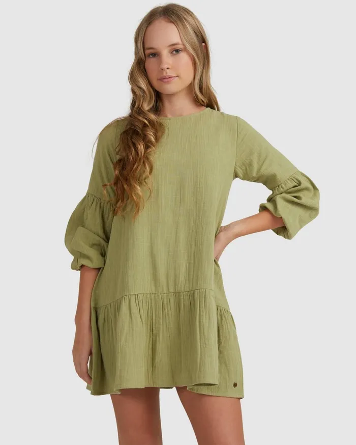 Billabong Girls039 Mini Wishes Long Sleeve Dress Avocado Kids Girls039 Dresses and Rompers Billabong Girls039 Mini Wishes Long Sleeve Dress Avocado Kids Girls039 Dresses and Rompers