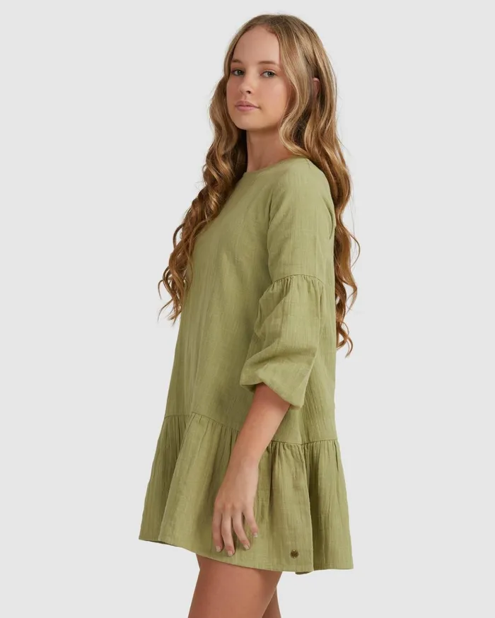 Billabong Girls039 Mini Wishes Long Sleeve Dress Avocado Kids Girls039 Dresses and Rompers Billabong Girls039 Mini Wishes Long Sleeve Dress Avocado Kids Girls039 Dresses and Rompers