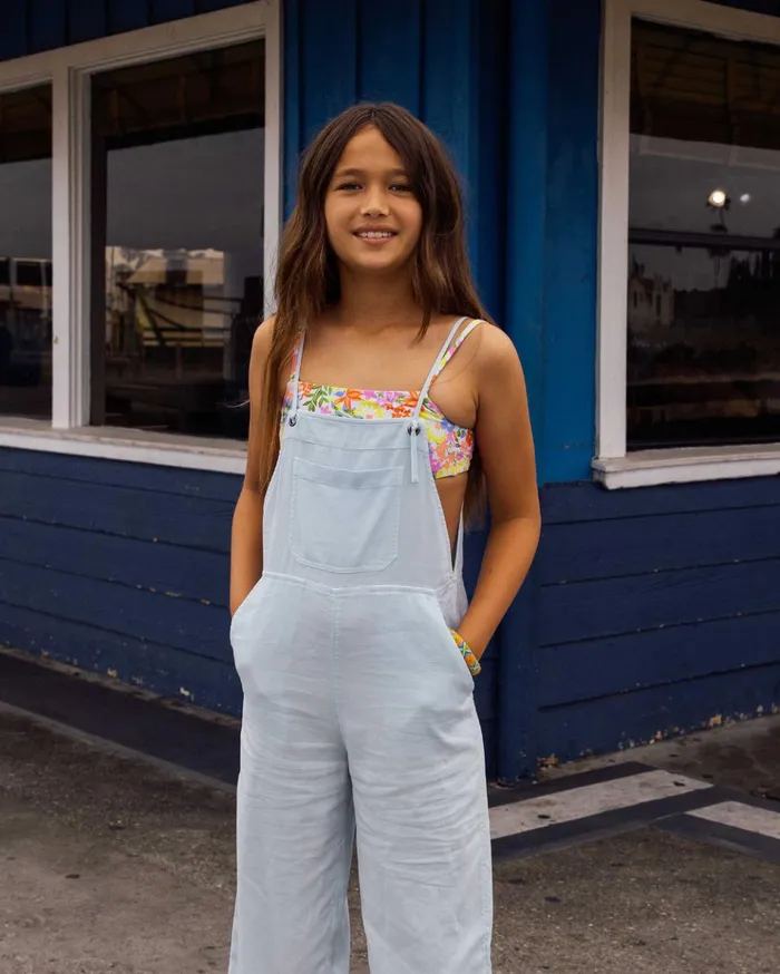 Billabong Girls039 Wild Lengths Jr Overalls Light Chambray Kids Girls039 Dresses and Rompers Billabong Girls039 Wild Lengths Jr Overalls Light Chambray Kids Girls039 Dresses and Rompers