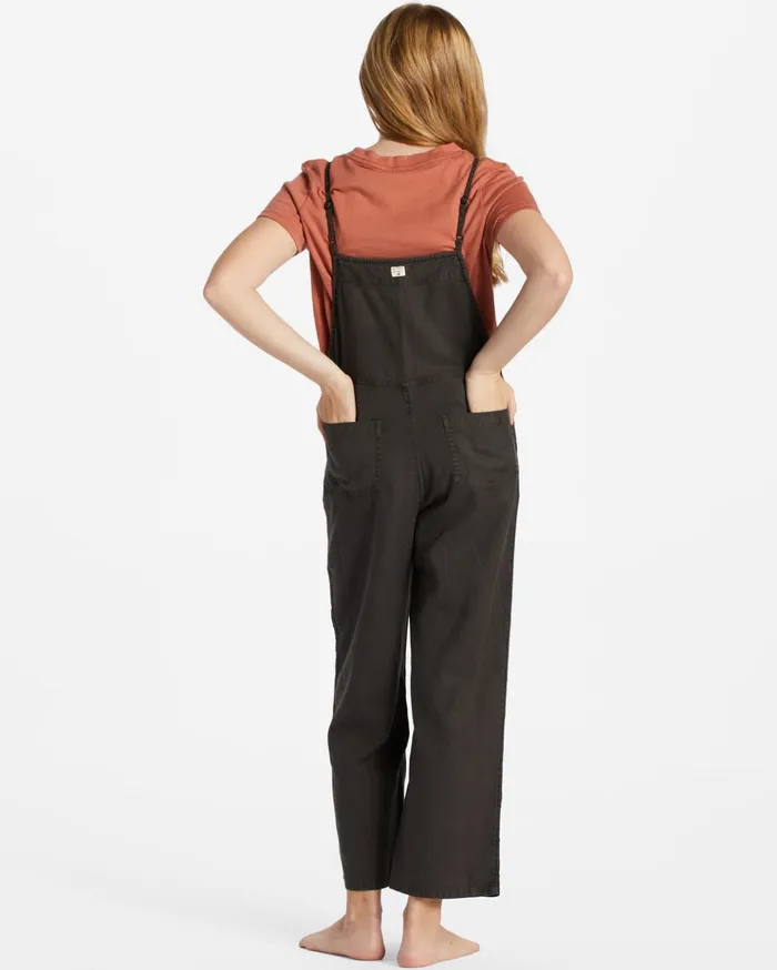 Billabong Girls039 Wild Lengths Jr Overalls Off Black Kids Girls039 Dresses and Rompers