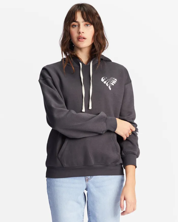 Billabong Give Love Graphic Hoodie Off Black Women Hoodies and Fleece