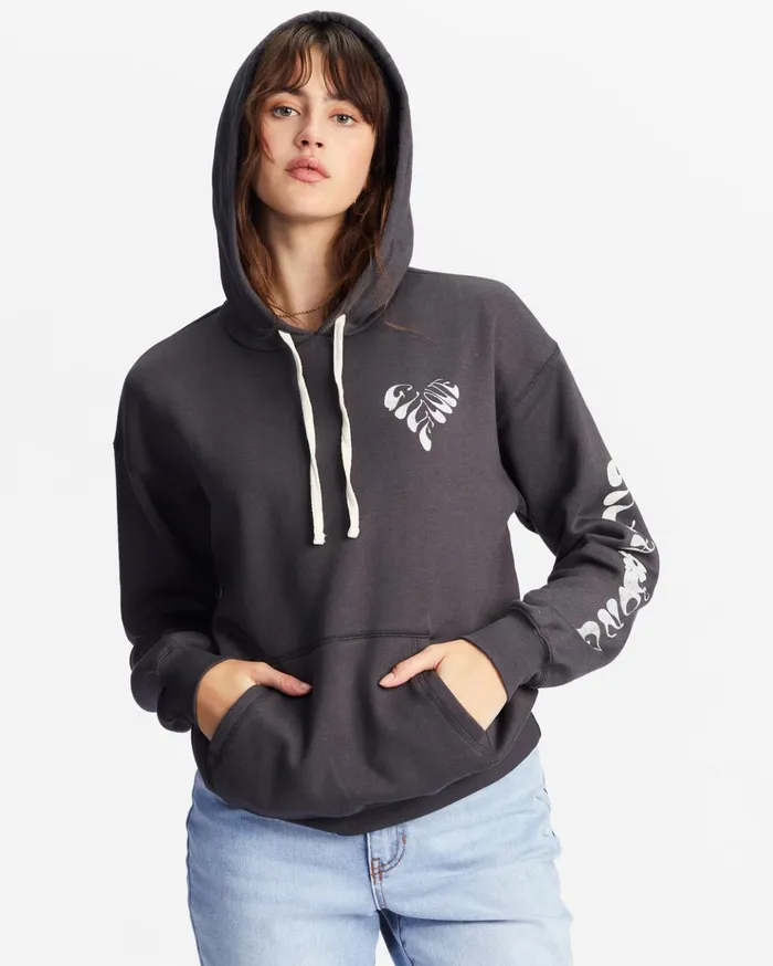 Billabong Give Love Graphic Hoodie Off Black Women Hoodies and Fleece Billabong Give Love Graphic Hoodie Off Black Women Hoodies and Fleece