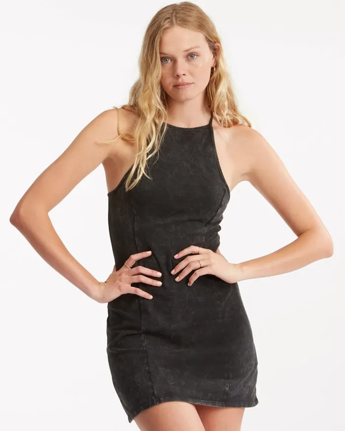 Billabong Go Easy Mini Bodycon Dress Off Black Women Dresses