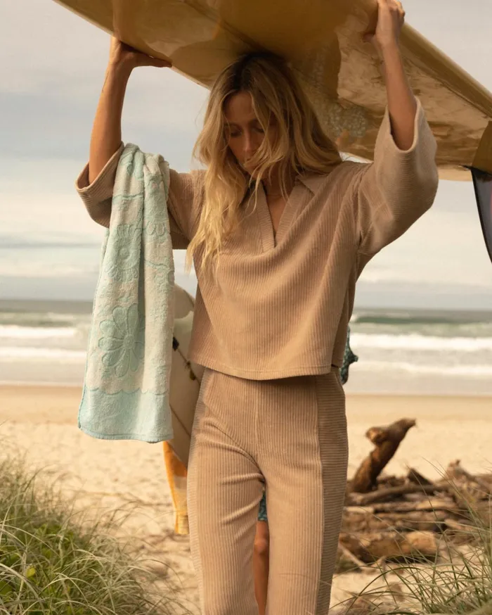 Billabong Good Day Corduroy Lounge Top Feather Grey Women Tops