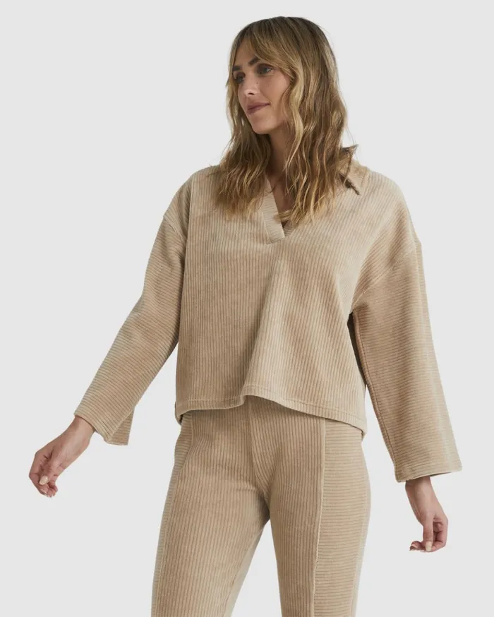 Billabong Good Day Corduroy Lounge Top Feather Grey Women Tops Billabong Good Day Corduroy Lounge Top Feather Grey Women Tops