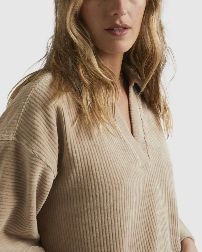 Billabong Good Day Corduroy Lounge Top Feather Grey Women Tops Billabong Good Day Corduroy Lounge Top Feather Grey Women Tops
