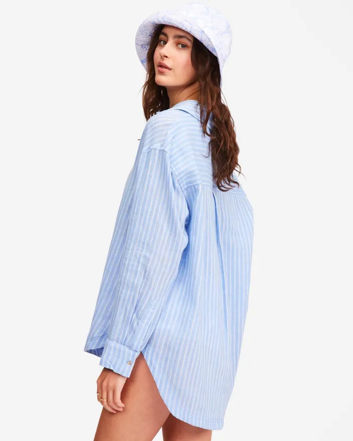 Billabong Good To Go ButtonDown Top Sweet Blue Women Tops Billabong Good To Go ButtonDown Top Sweet Blue Women Tops