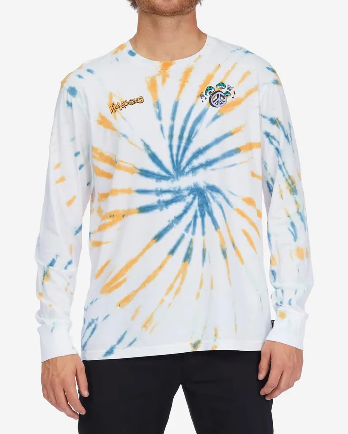 Billabong Grow TieDye Organic Long Sleeve TShirt White Men TShirts
