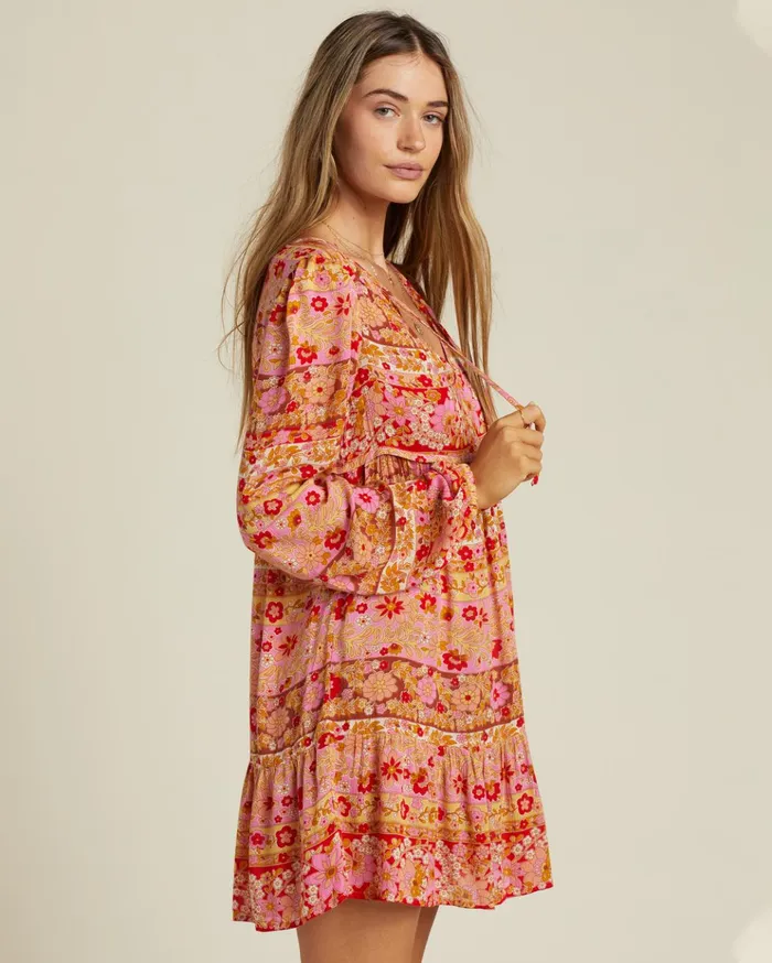 Billabong Hearts Desire Long Sleeve Mini Dress Pink Skies Women Dresses Billabong Hearts Desire Long Sleeve Mini Dress Pink Skies Women Dresses