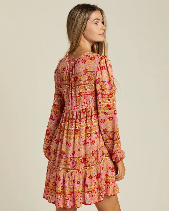 Billabong Hearts Desire Long Sleeve Mini Dress Pink Skies Women Dresses Billabong Hearts Desire Long Sleeve Mini Dress Pink Skies Women Dresses