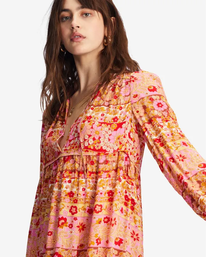 Billabong Hearts Desire Long Sleeve Mini Dress Pink Skies Women Dresses Billabong Hearts Desire Long Sleeve Mini Dress Pink Skies Women Dresses