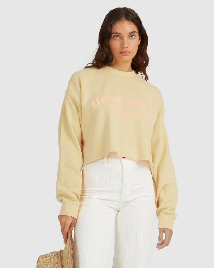 Billabong Hey Gday Cropped Crewneck Sweatshirt Sunburst Women Hoodies and Fleece Billabong Hey Gday Cropped Crewneck Sweatshirt Sunburst Women Hoodies and Fleece