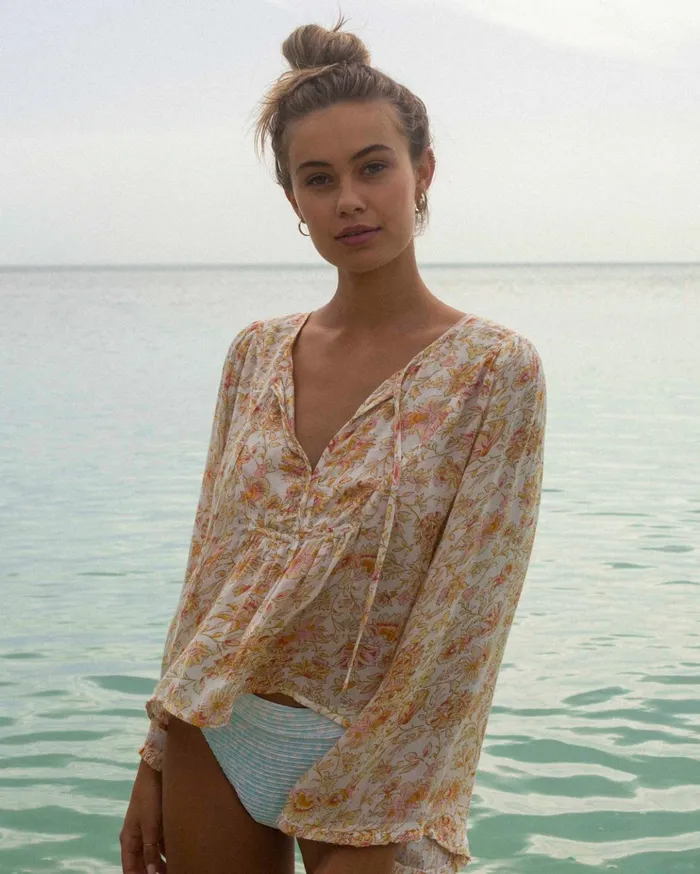 Billabong Hippie Days Bell Sleeve Top WhiteMulti Women Tops