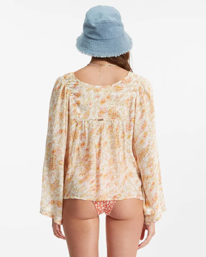Billabong Hippie Days Bell Sleeve Top WhiteMulti Women Tops Billabong Hippie Days Bell Sleeve Top WhiteMulti Women Tops