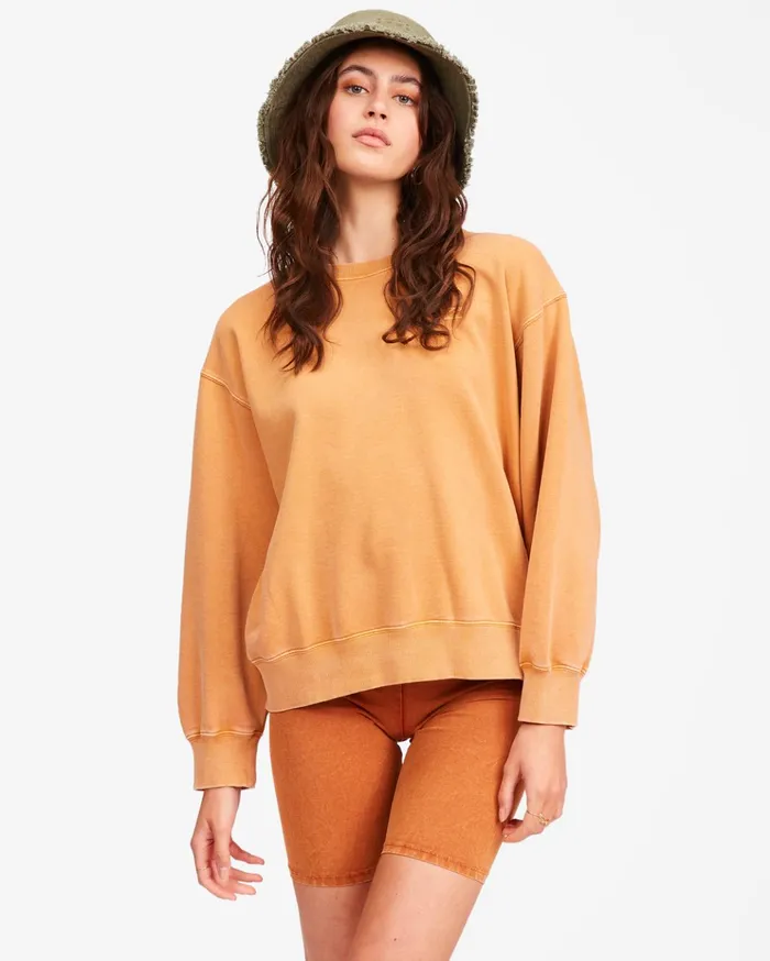 Billabong Ideal Crewneck Sweatshirt Toffee Women Hoodies and Fleece