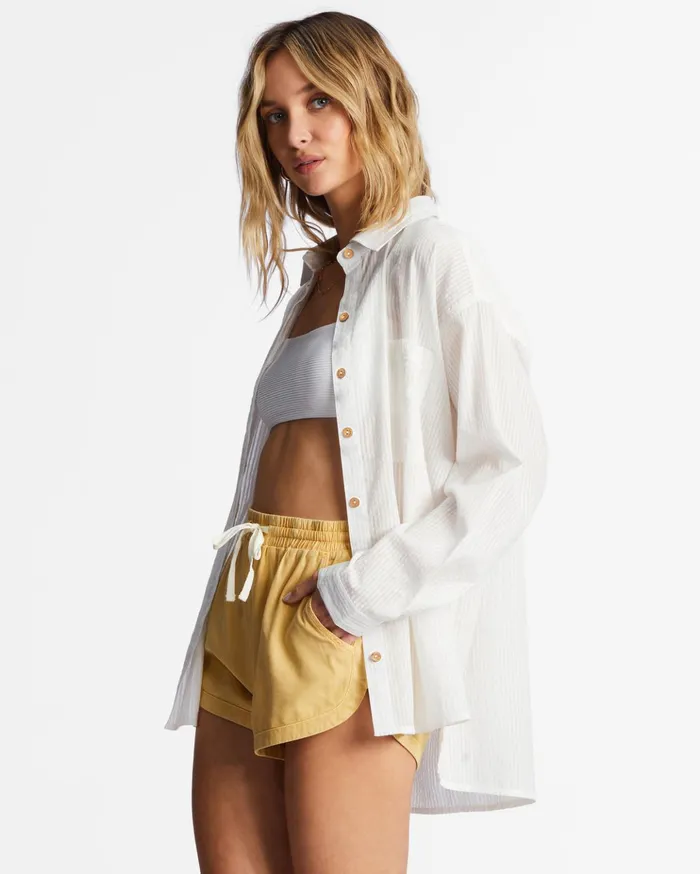 Billabong In The Tide Long Sleeve Shirt Salt Crystal Women Tops Billabong In The Tide Long Sleeve Shirt Salt Crystal Women Tops