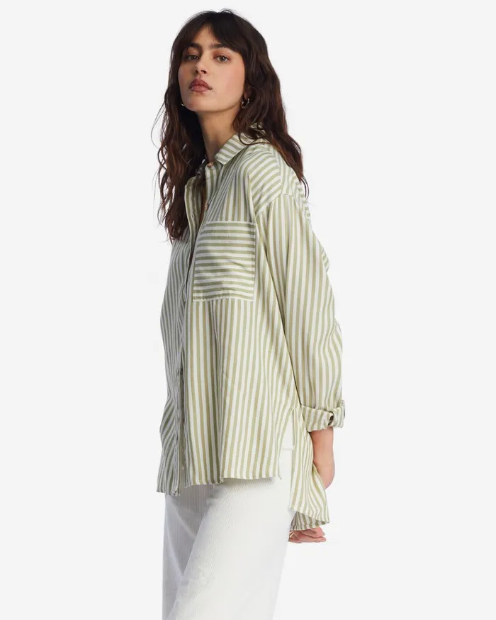Billabong In The Tide Road Trippin Long Sleeve Shirt Avocado Women Tops Billabong In The Tide Road Trippin Long Sleeve Shirt Avocado Women Tops