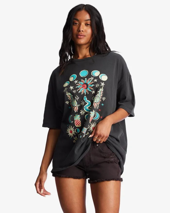 Billabong Into The Mystic Oversized TShirt Off Black Women Graphic Tees and Tanks Billabong Into The Mystic Oversized TShirt Off Black Women Graphic Tees and Tanks