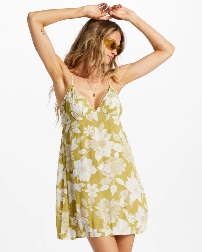Billabong Just Add Sun Mini Slip Dress Seaweed Women Dresses