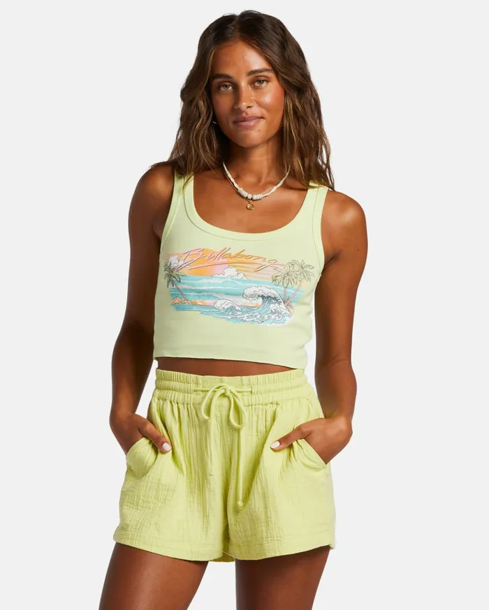 Billabong Just My Vibe Tank Top Light Lime Women Graphic Tees and Tanks