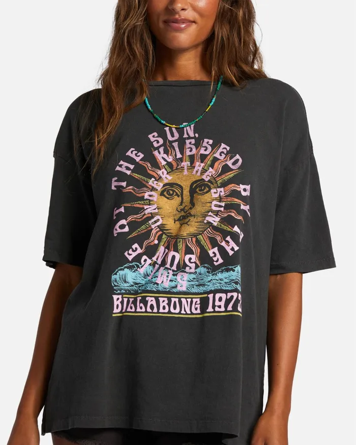 Billabong Kiss Me TShirt Off Black Women Graphic Tees and Tanks Billabong Kiss Me TShirt Off Black Women Graphic Tees and Tanks