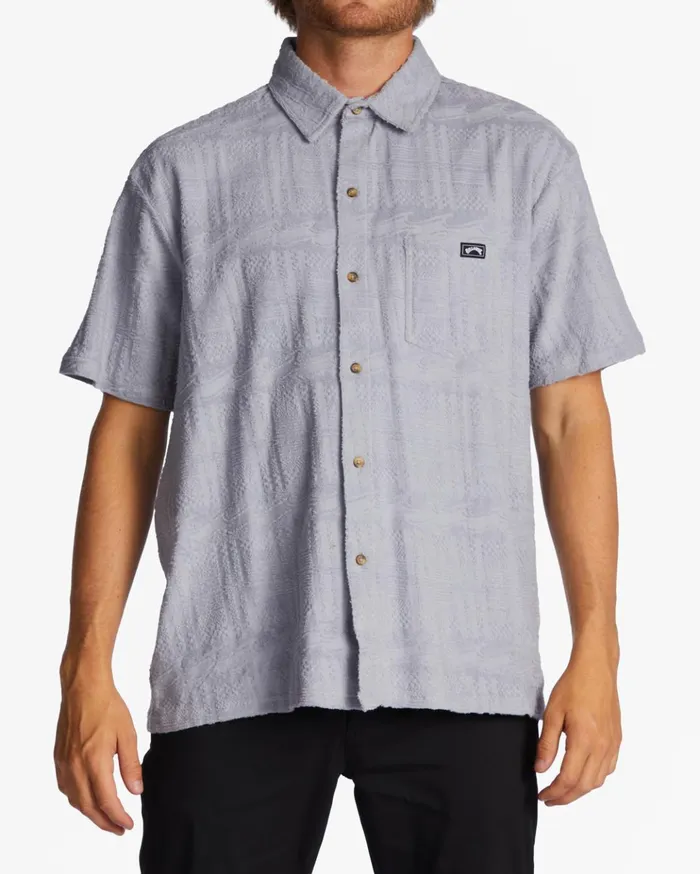 Billabong Loafer Short Sleeve Shirt Grey Violet Men Shirts