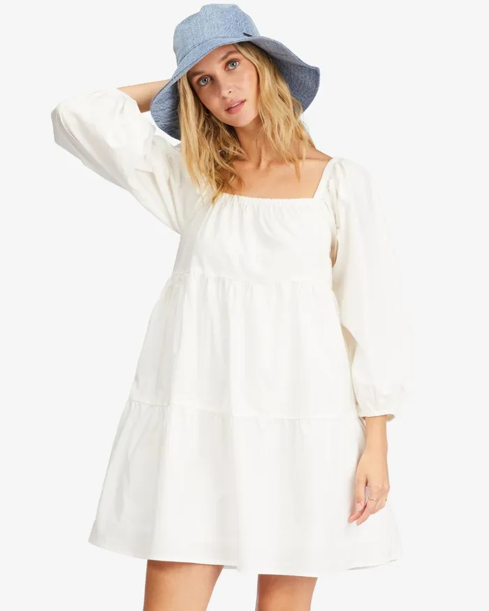 Billabong Love Crush Babydoll Dress Salt Crystal Women Dresses