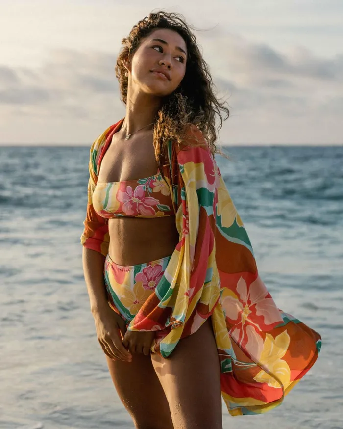 Billabong Loveland 2 Kimono Beach Cover Up Brick Women Dresses