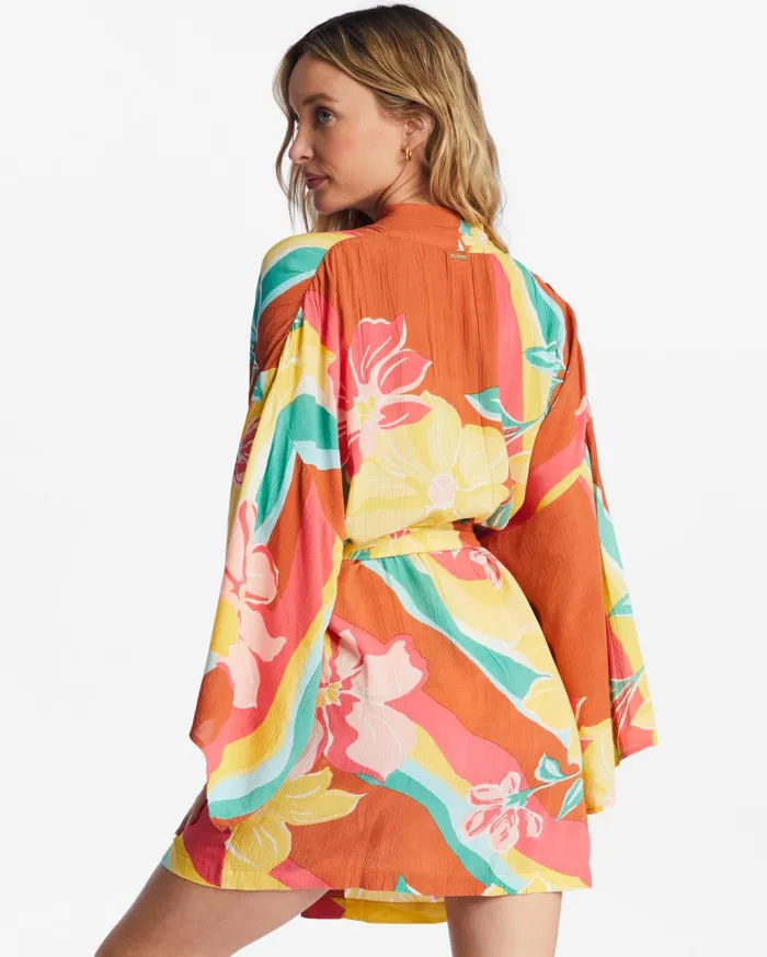 Billabong Loveland 2 Kimono Beach Cover Up Brick Women Dresses Billabong Loveland 2 Kimono Beach Cover Up Brick Women Dresses